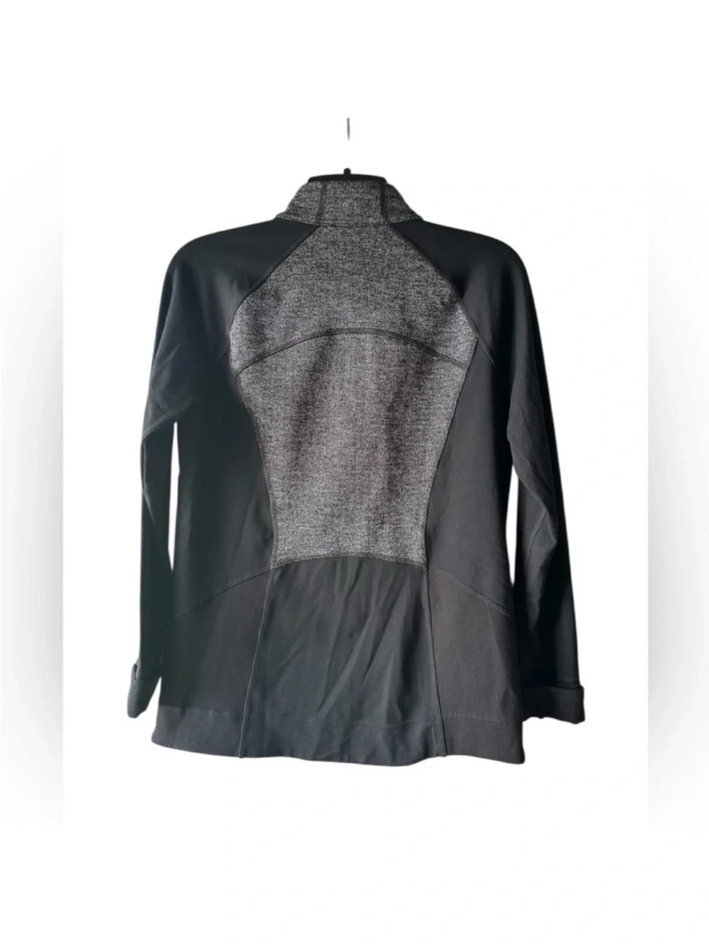 Athleta Black & Gray Zip Up Sport Jacket with Gray Heather Front Panels
